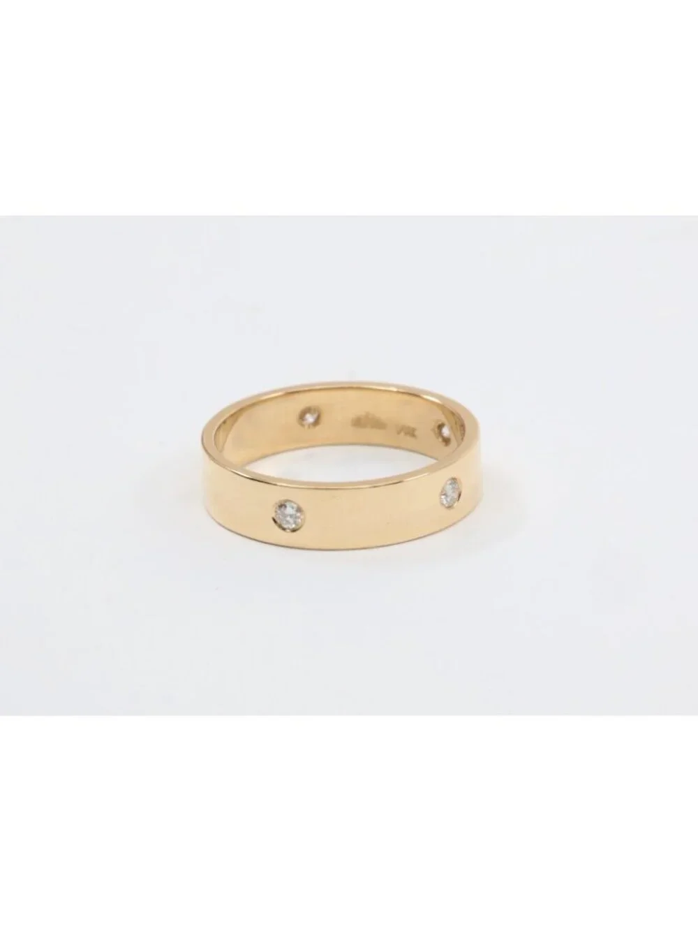 14K Solid Yellow Gold Flush Set Diamond Eternity Wedding Band Ring - Size 6.50